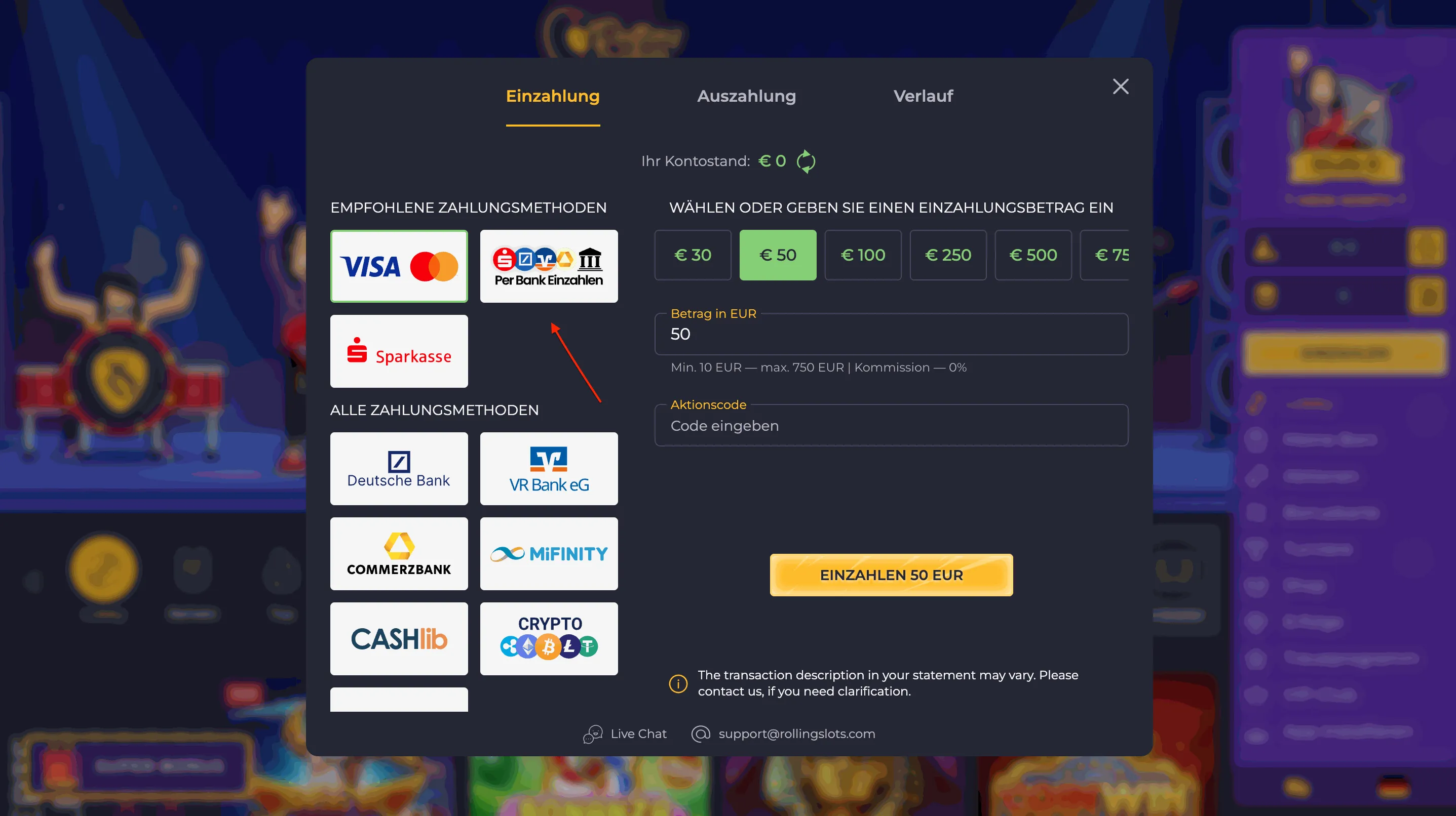 Rolling Slots online casino mit banküberweisung